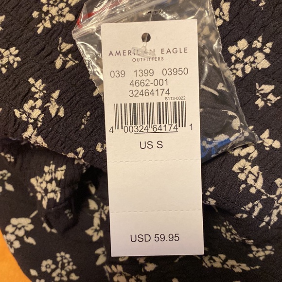 *NWT* American Eagle Strapless Black Floral Jumpsuit, Size Small - Picture 7 of 7